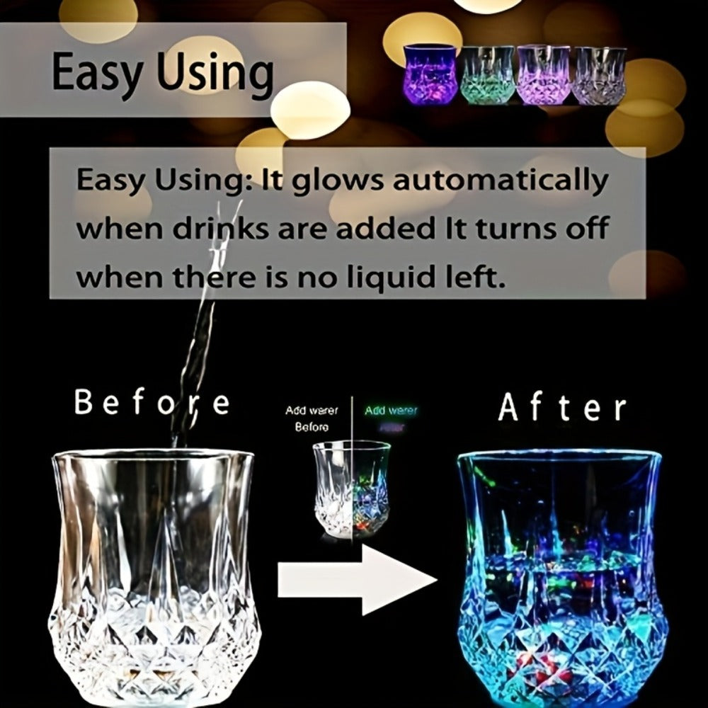 Light Up Cups 12 Pack – LED Luminous Sensor Glasses That Glow When Liquid Is Poured – 7-Color Gradient Flash Crystal Tumbler for Bar, KTV & Party – 6.76 Oz Cool Novelty Drinkware Gift