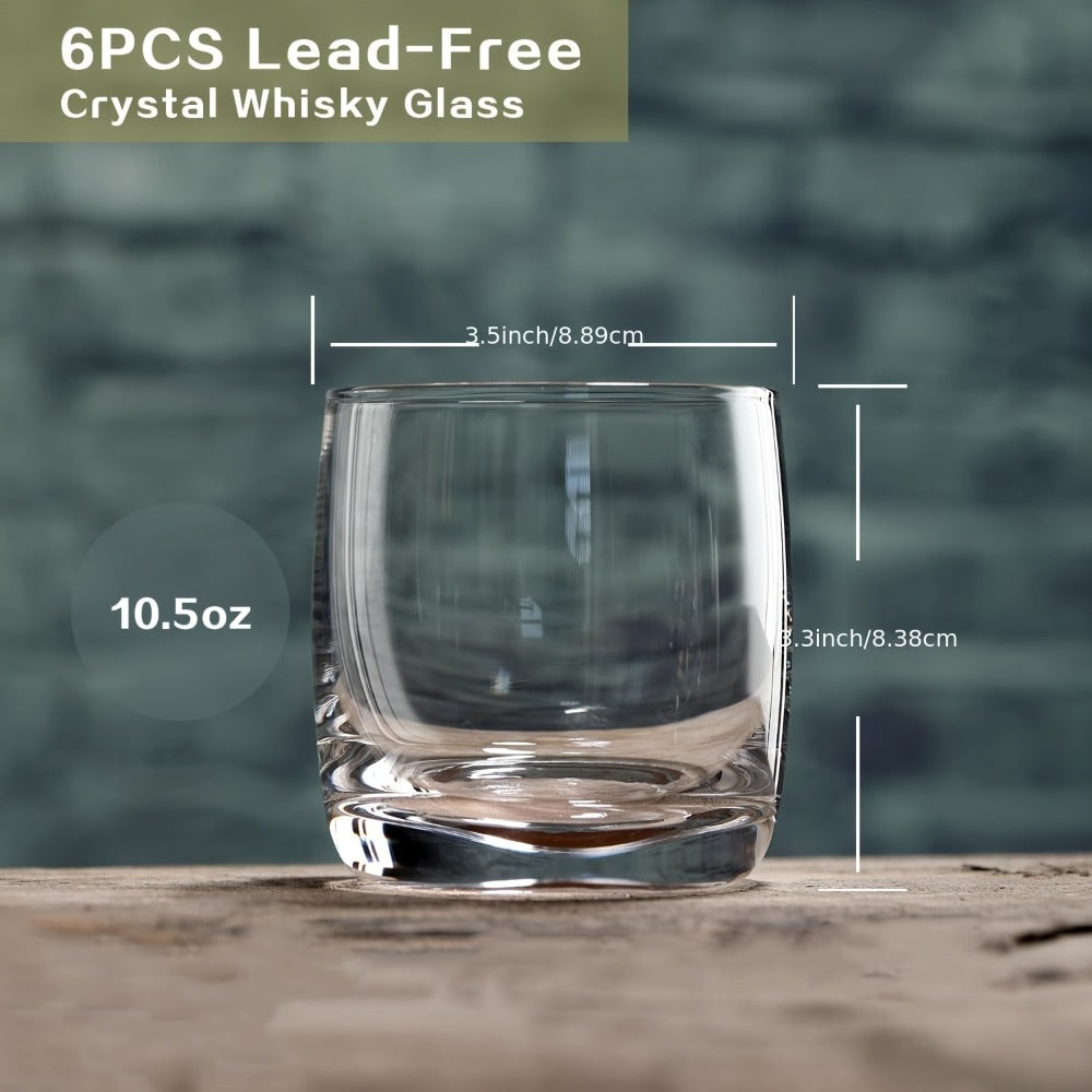 Whiskey Glasses Set of 6 – Premium Crystal Bourbon Rocks Glasses 10.5oz, Clear Drinking Glasses for Scotch Cocktail Whisky Juice, Dishwasher Safe Glassware, Father's Day Gift for Men Dad