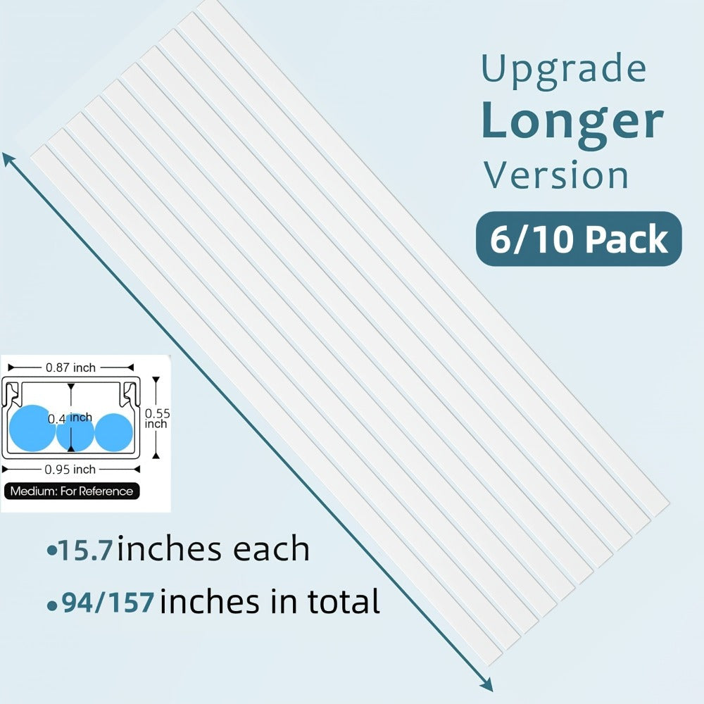 Cable Raceway Cord Hider for Wall Paintable White Self-Adhesive No-Drill – Wire Hiding Channel 0.95"W x 0.55"H for TV Home Office Desk Baseboard, Snap-On Cover, 6-Piece or 94"/157" Sets