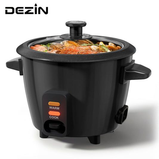 Mini Rice Cooker, 3-Cup Uncooked Capacity with Auto Keep Warm, Black