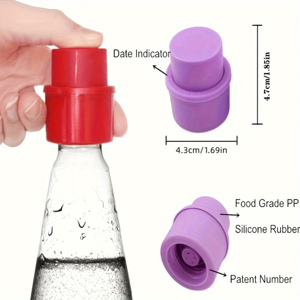 Soda Bottle Caps 3-Pack Carbonation Saver – Squeeze to Restore Bubbles & Lock in Freshness | Leak-Proof Reusable Bottle Caps in Black Red Combo | Fridge Travel Outdoor Kitchen Drink Accessories
