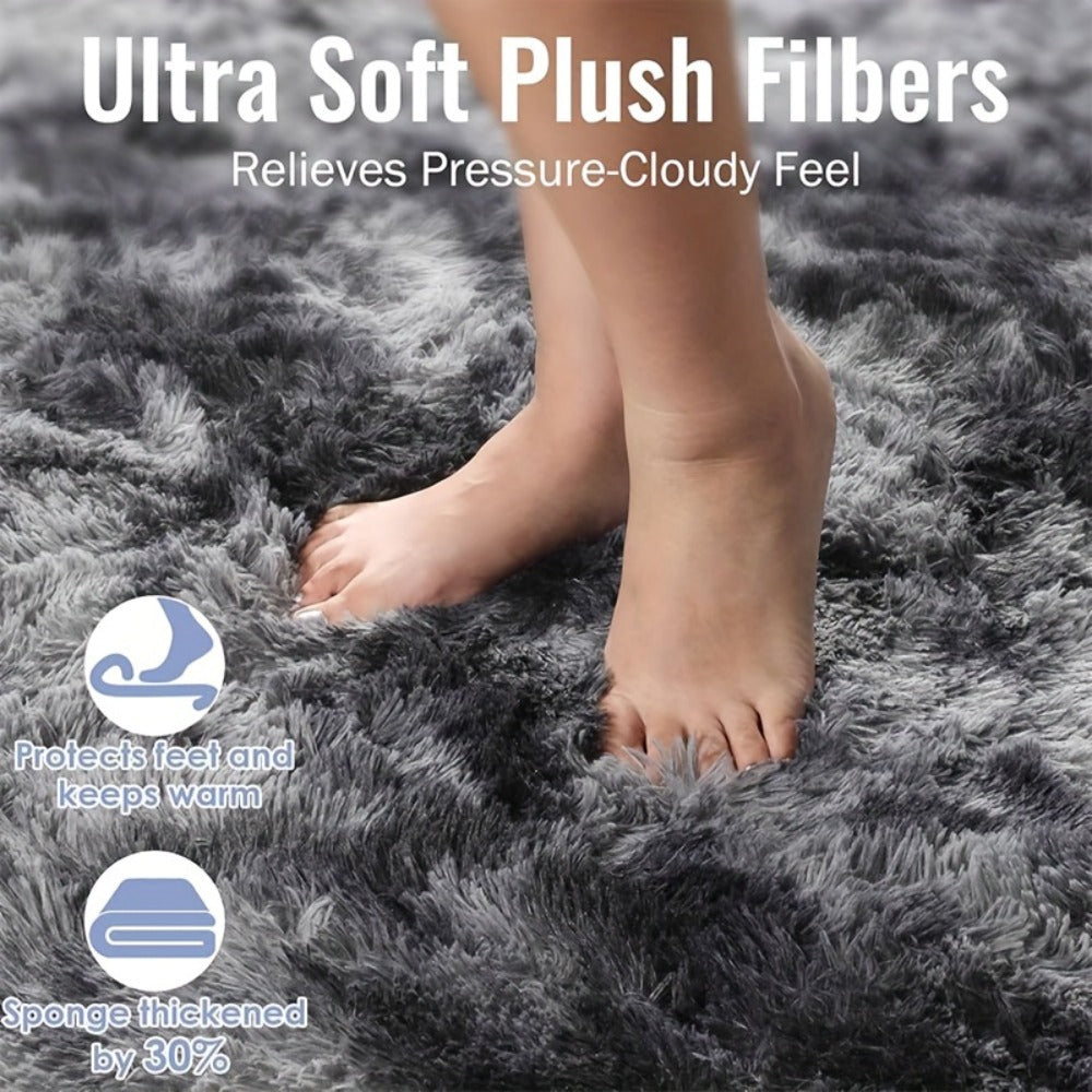 Tie-Dye Plush Fluffy Mat Absorbent Non-Slip – Luxury Soft Bathroom Rug for Living Room & Bedroom, Modern Home Decor Floor Mat, 31.5x78.7 in – Light Grey, Dark Gray, Light Pink, Black