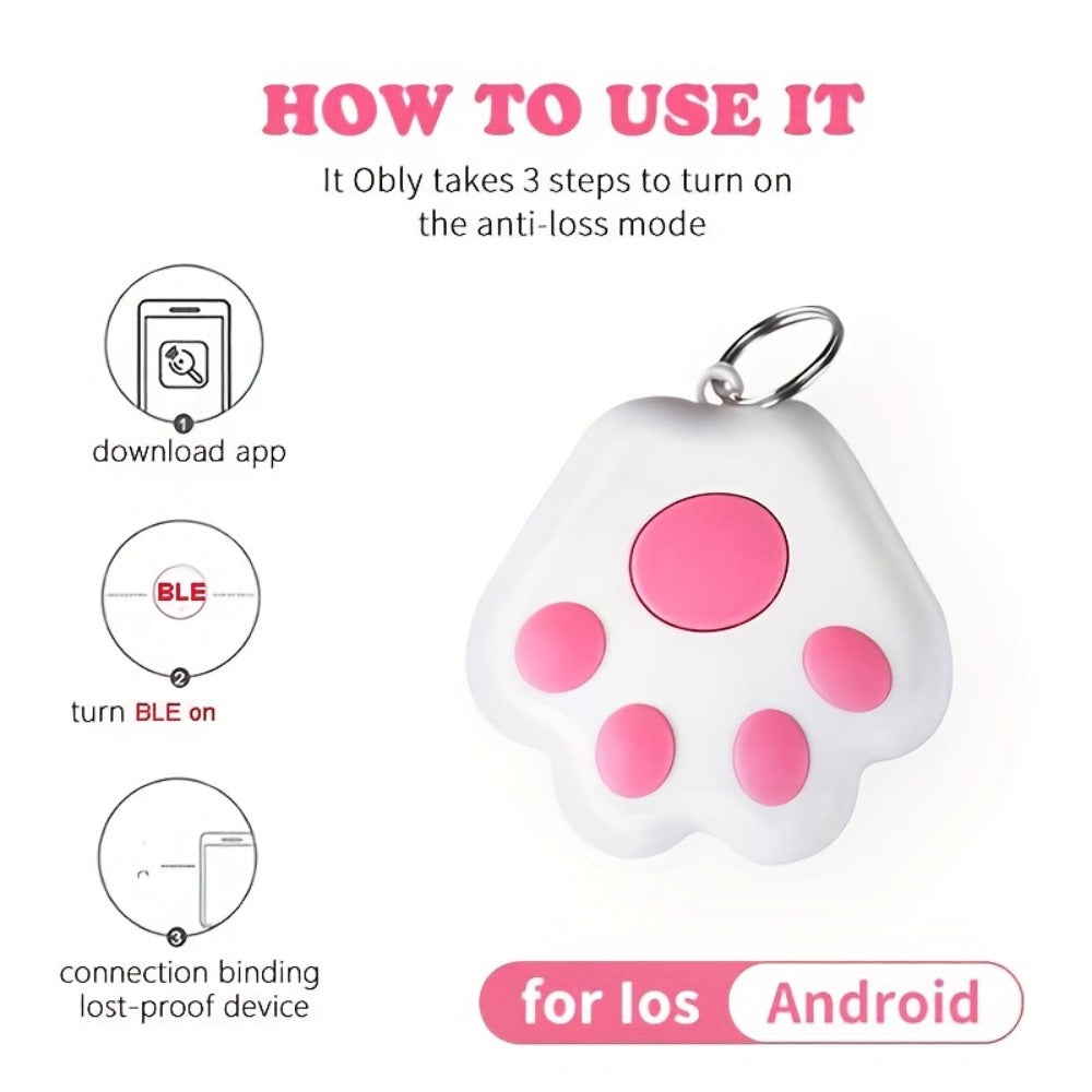 Dog Paw Smart Tracker Anti-Lost Positioning with Recording & Shutter Control – Cute Pet Accessory for Dogs & Cats, 2/4/6 Colors Available, Lightweight Clip-On Design