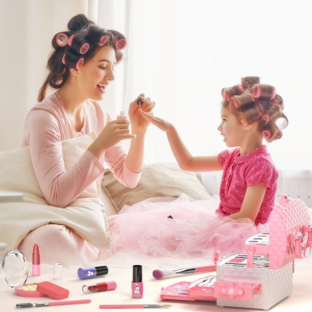 Princess Pretend Play Makeup Set, 58 Pieces with Brushes & Case