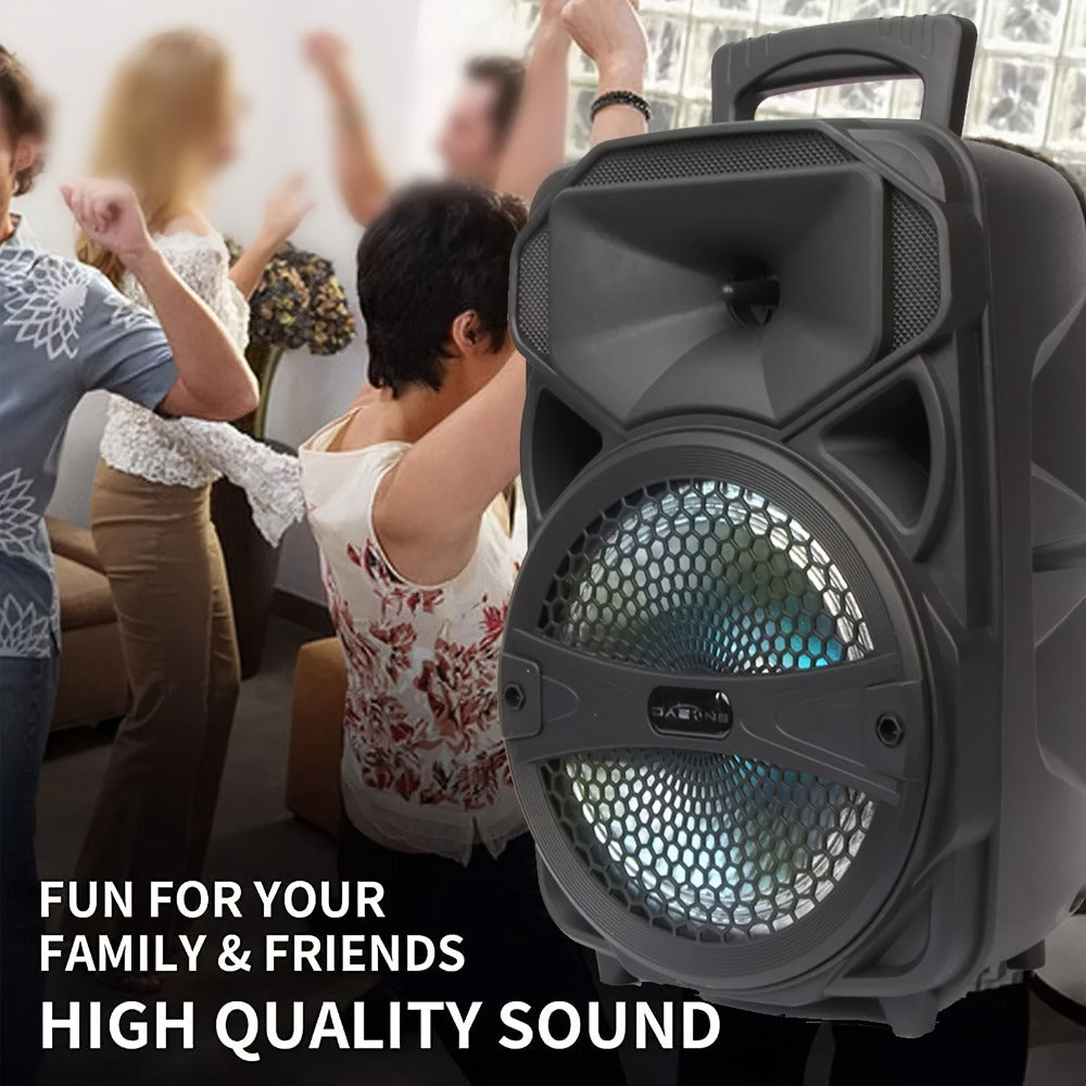 8-Inch Subwoofer Party Speaker 1000W Portable Rechargeable Wireless Bluetooth | Heavy Bass, FM Radio, LED Lights, Remote Control, Built-in Mic, AUX/USB/TF – Outdoor & Indoor Karaoke Boombox