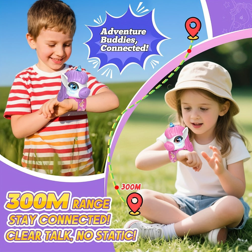 Unicorn Walkie Talkies for Kids 2 Pack, Glow in the Dark, Long Range 2-Way Radio Toy for Boys & Girls Ages 3-12, Outdoor Adventure Camping Hiking, Birthday Christmas Halloween Back to School Gift, Pink & Purple