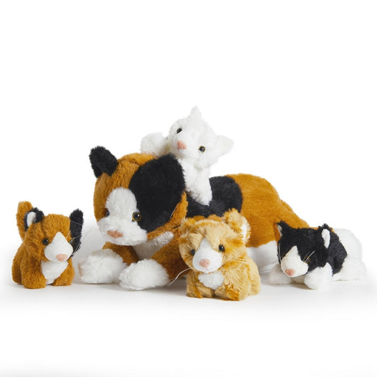 Cat Stuffed Animal Set with Mother Cat and Four Baby Kittens