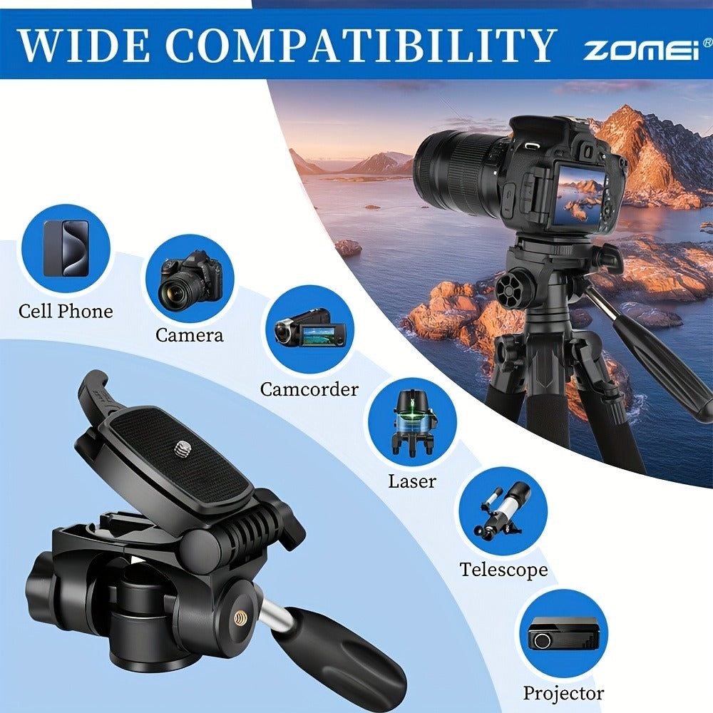 Aluminum Alloy Camera Tripod 65 Inch Heavy Duty Extendable with Phone Clip & Carry Bag – Professional Stand for DSLR SLR Mirrorless Camera Smartphone Projector Spotting Scope Travel Photography