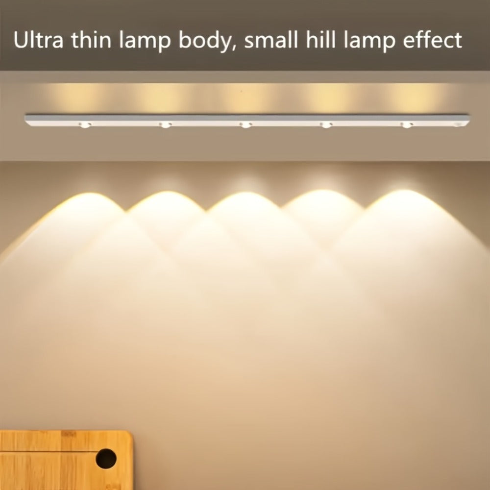 LED Sensor Strip Light USB Rechargeable – 3-Color Dimmable Motion Sensing Wireless Night Light for Kitchen, Wardrobe, Cabinet, Shoe Cabinet & Bedroom (20cm / 30cm / 40cm / 50cm)