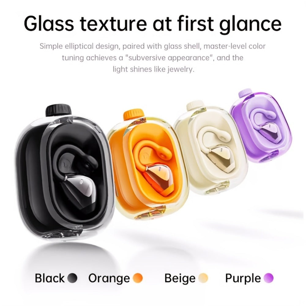 40H Open Ear Clip Earbuds OWS 6.0 TWS Sport Wireless Headphones Noise Cancelling Mic Transparent Case Lanyard Glasses Wearers Small Ears Gym Fitness Workout Orange Black Purple Grey