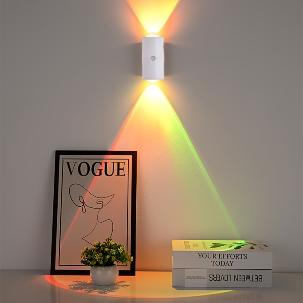 RGB Motion Sensor LED Wall Light – Rechargeable Magnetic Night Light with Color Changing Gradient Ambient Lighting, Battery Operated, 2 Pack & 4 Pack, Black & White