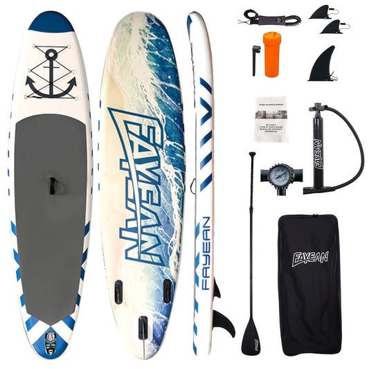 All-Around SUP Board 10.6ft Extra Wide Inflatable Paddle Board 400lbs Capacity with Accessories Safety Leash for Yoga Fishing Surfing All Skill Levels Family