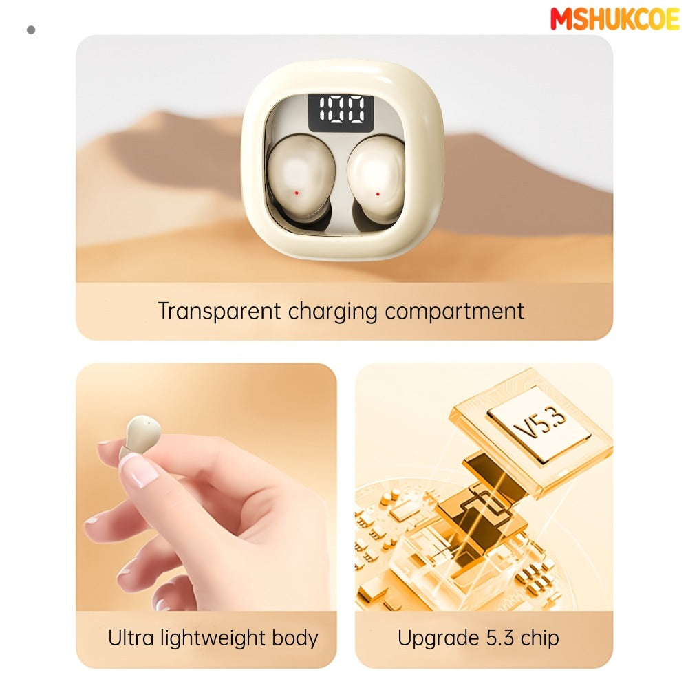 MSHUKCOE Ultra Thin Sleep Earbuds Low Latency Sleep Game Mode, Dual Noise Reduction 6D Bass HiFi Invisible In-Ear Wireless Earphones Ultra Long Battery Life, Birthday Gift