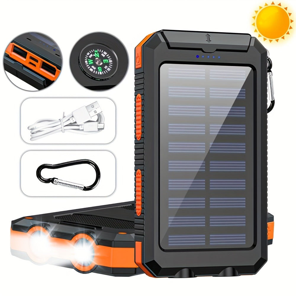 Solar Power Bank 40000mAh with Built-in 4 Cables & 15W Wireless Charging – 6 Outputs 3 Inputs Dual LED Flashlight Portable Charger for iPhone Android Tablets Camping Travel Emergency