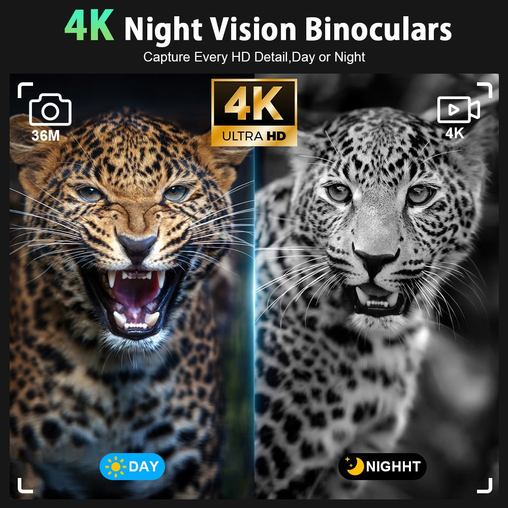 Night Vision Binoculars 4K Ultra HD with 4.5" Screen, 10X Digital Zoom & 5000mAh Battery – Digital Night Vision Goggles for Camping, Hunting, Security & Outdoor Observation, USB Rechargeable