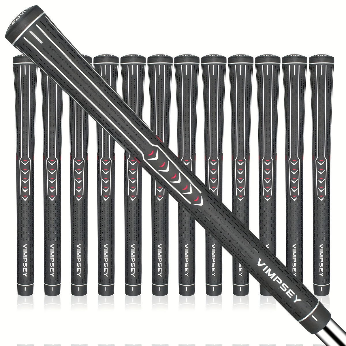 13-Piece Golf Grip Set Standard & Midsize - Rubber Non-Slip Golf Club Grips for Men Women, All Weather Control, Available in White Blue Red Silver | Replacement Golf Grips for Irons Drivers Putters