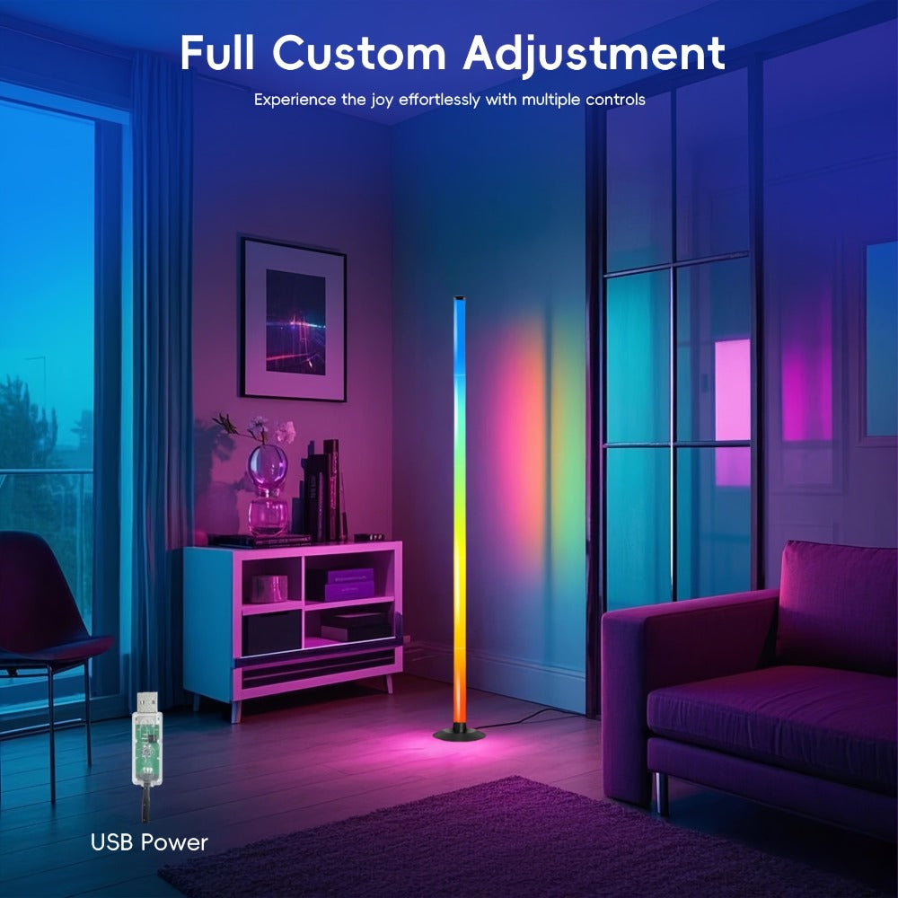 Smart RGB Corner Floor Lamp RGBICB 172 LEDs 1000lm - APP & Remote Control 16 Million Colors 64+ Music Sync Modes USB Powered Standing Lamp for Bedroom Gaming Room Living Room Home Decor