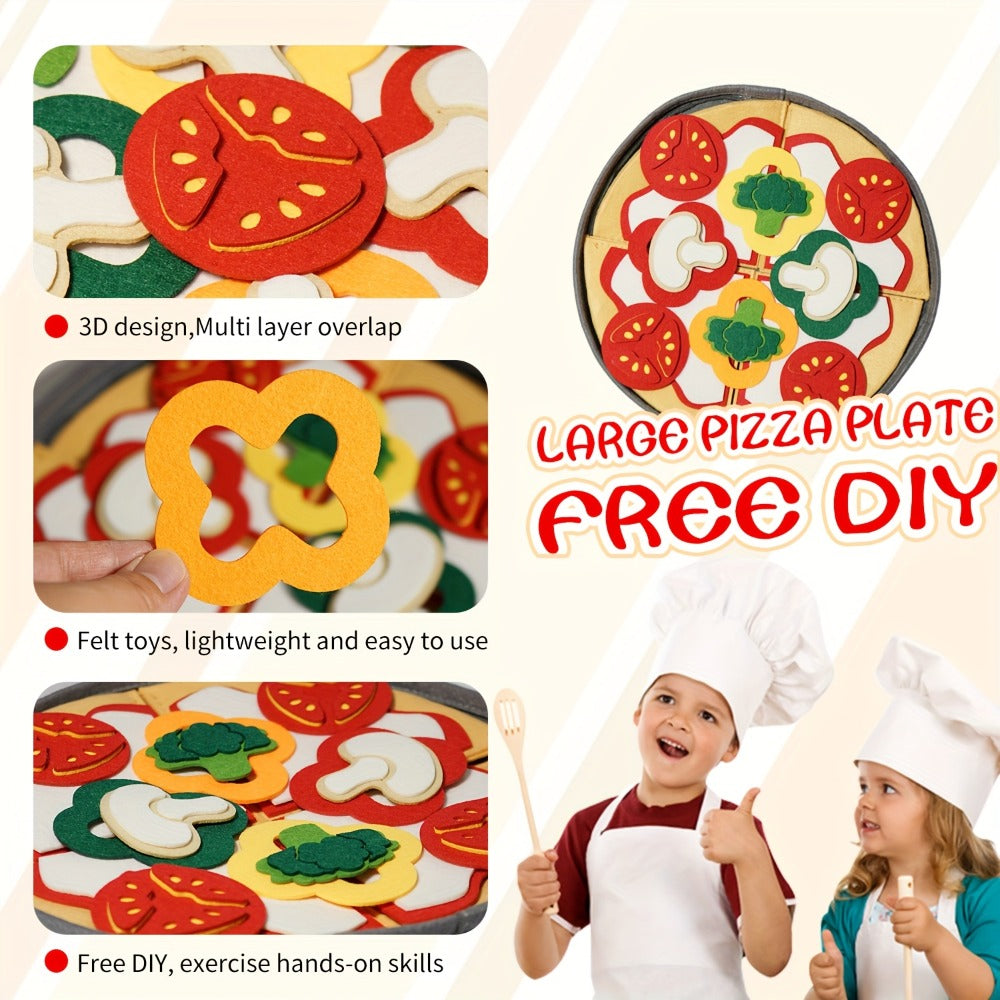 Pretend Play Pizza Food Set with Toppings for Make-Believe Cooking