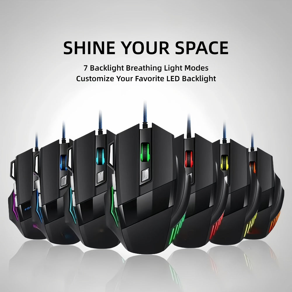 Programmable RGB Gaming Mouse Wired Ergonomic Pro-Grade with Turbo Click Multi-Mode DPI Sensitivity Dynamic RGB Lighting Forward Back Buttons USB Plug & Play for PC Laptop Mac Multiple Models