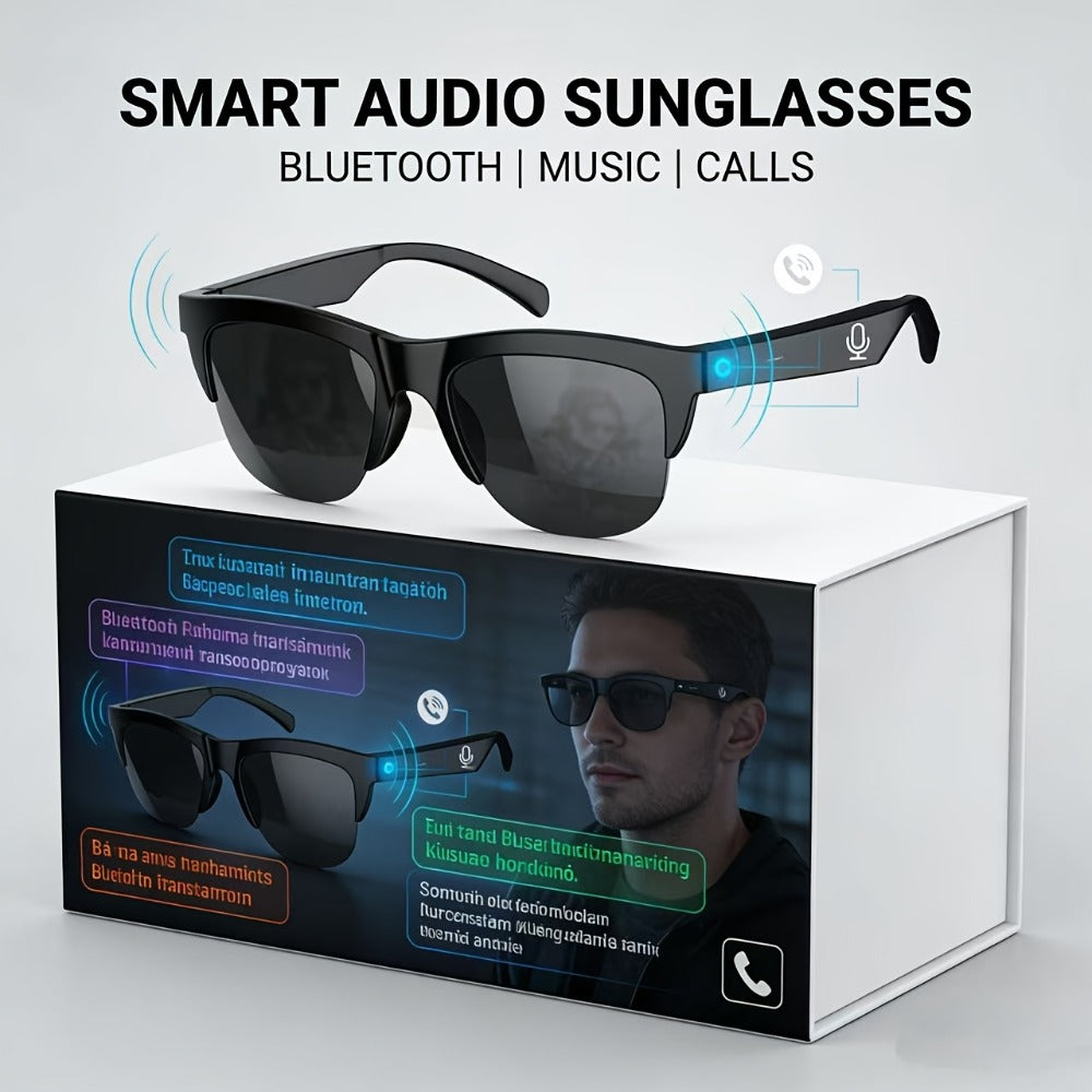AI Translator Smart Glasses with Real-Time Simultaneous Translation, Photochromic Lenses, Built-In Wireless Earphones, HD Calls & Music – Wearable AI Eyewear for Men & Women