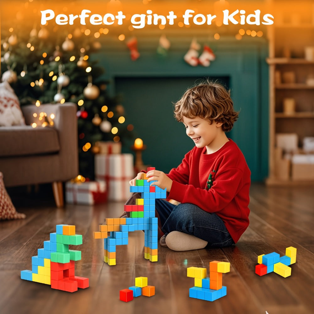 Magnetic Cube Building Blocks, 35 Pcs Rainbow Set with Sealed Magnets for Ages 3-5