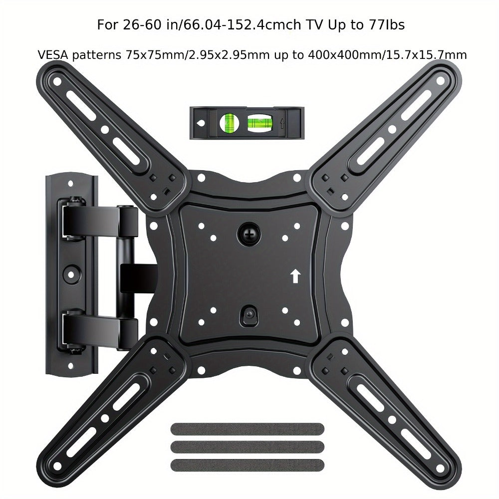 Full Motion TV Wall Mount 37-75 Inch – Heavy Duty Dual Arm Swivel Tilt, 132 lbs Capacity, VESA 600x400mm, Extends 15.4 Inch, Fits LED LCD OLED Flat Curved Screens, Cable Management Included