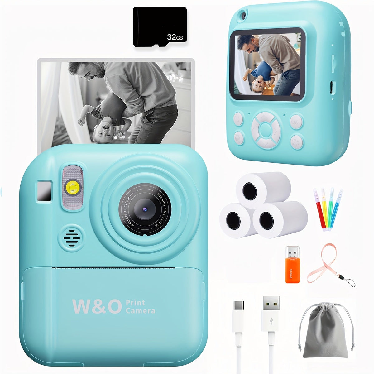 Kids Instant Print Camera with MP3 Player, Games, 10x Zoom and 2.4-Inch Screen