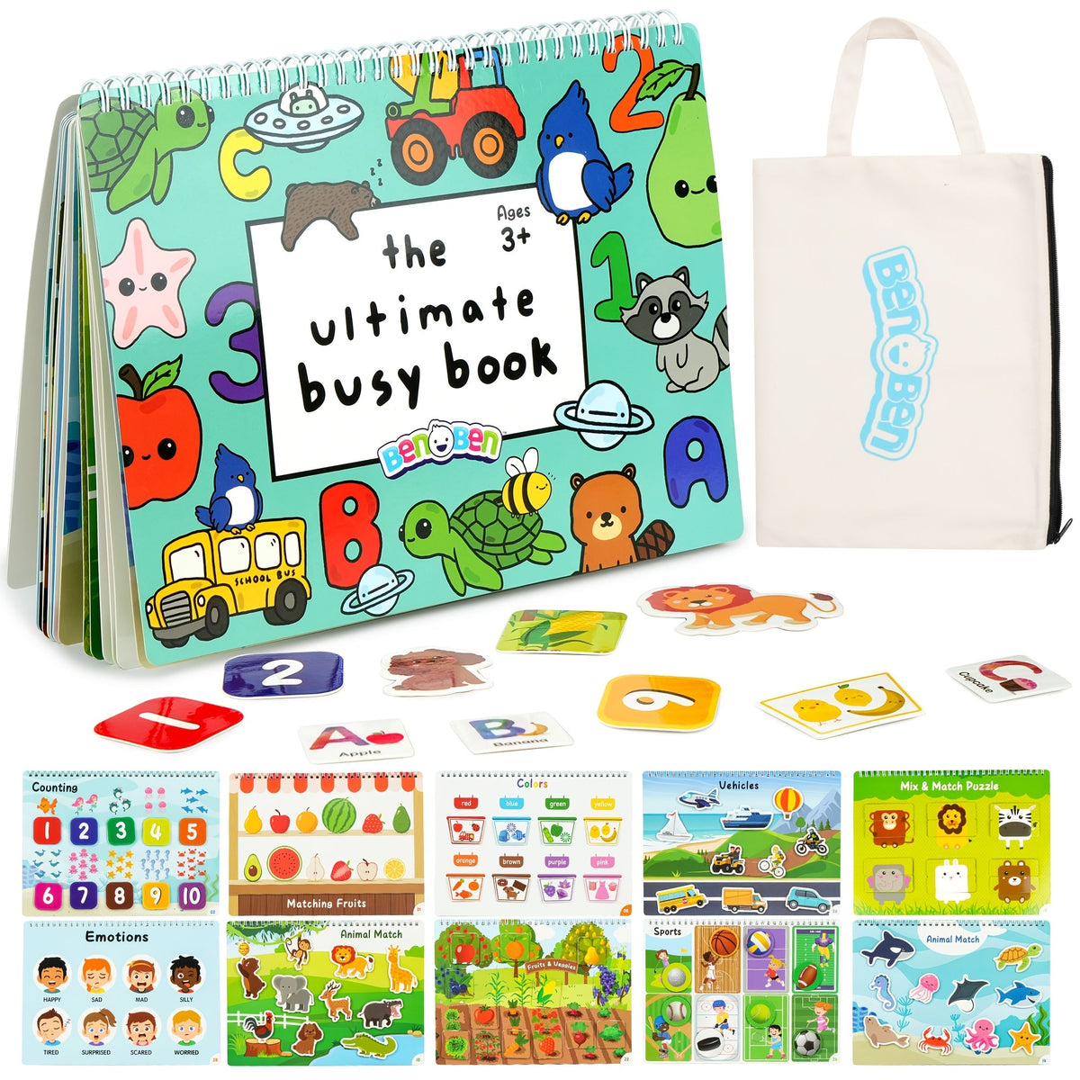 Preschool Busy Book for Toddlers Ages 2-6 – 50 Pages Tracing Writing Drawing Activity Workbook, Kindergarten Readiness Practice Book, Educational Learning Gift for Boys Girls 2 3 4 5 6 Year Old