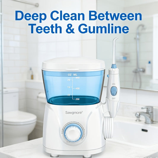 Water Flosser for Countertop Use, 20 oz Tank, 10 Pressure Levels, 8 Nozzles, White