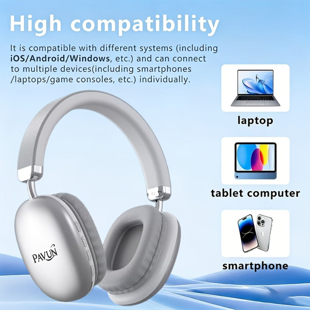 WH35MAX Noise Cancelling Wireless Headset HiFi Deep Bass Built-in HD Mic Comfortable Over-Ear Stereo for Travel Office Laptop Phone Christmas Gift Black Purple Silver