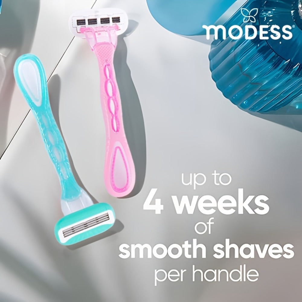 Sensitive Skin Disposable Razors for Women Pastel Teal Blush Pink 4-Pack & 8-Pack Smooth Close Shave Legs Underarms Protective Blade Cap Gentle Hair Removal Razor Daily Use Travel