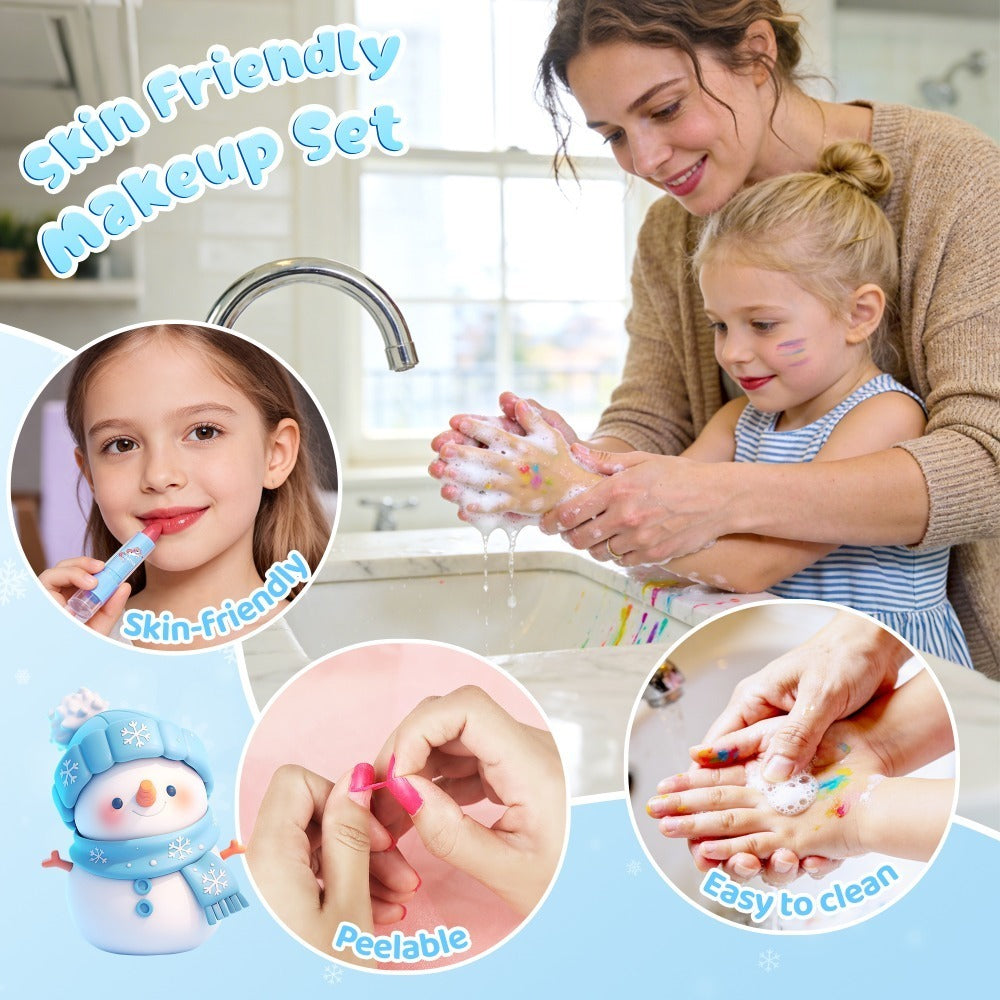 Kids Makeup Set for Girls – 2-in-1 Princess Makeup & Nail Art Kit with Mini Dryer & Accessories