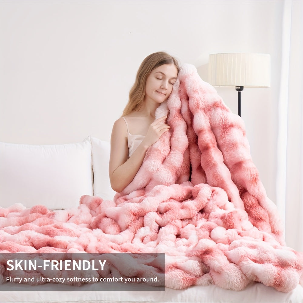 Faux Rabbit Fur Throw Blanket – Ultra-Soft Plush Fleece for Bed, Couch, Sofa & Travel, All Season, 11 Colors, Throw to King Size