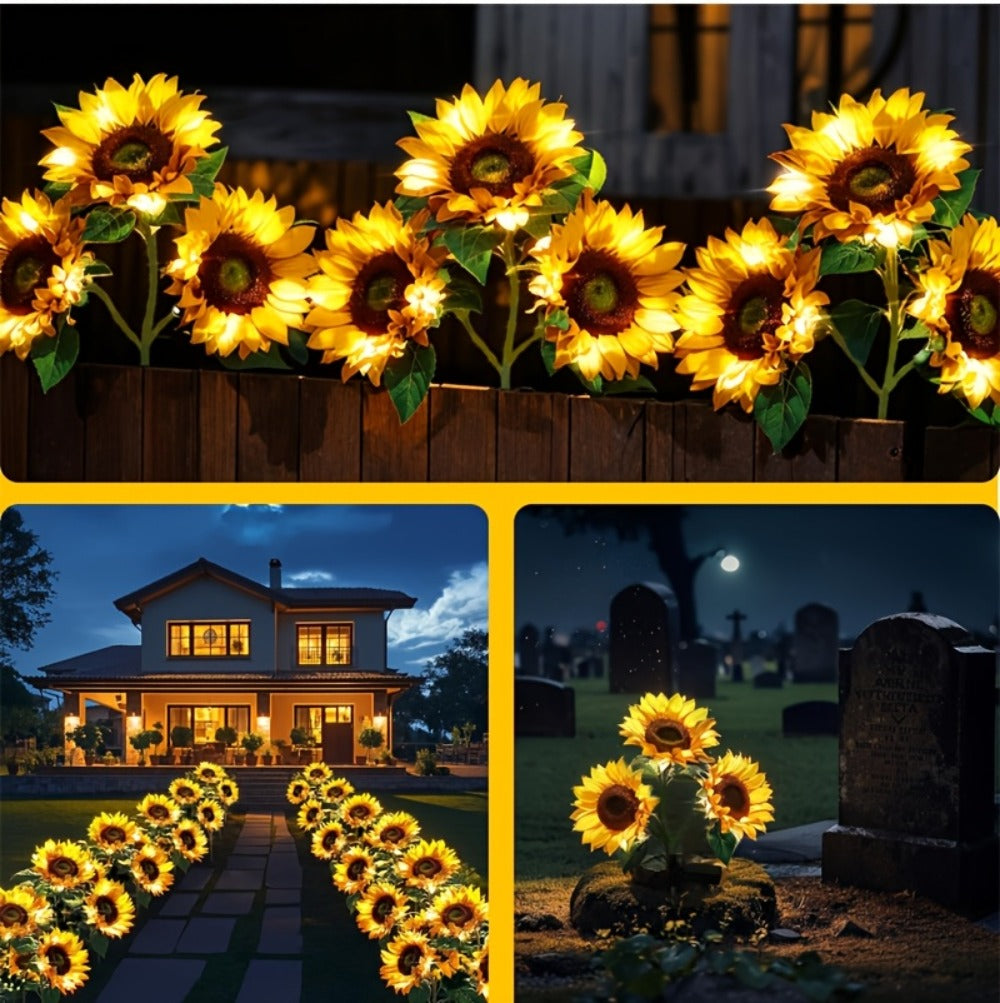 Sunflower Solar Garden Stake Lights 2 Pack - 6 LED Flower Shaped Outdoor Lawn Lights, Dusk to Dawn Auto On/Off, Weatherproof Patio Courtyard Landscape Decor, Mother's Day Birthday Gift for Mom