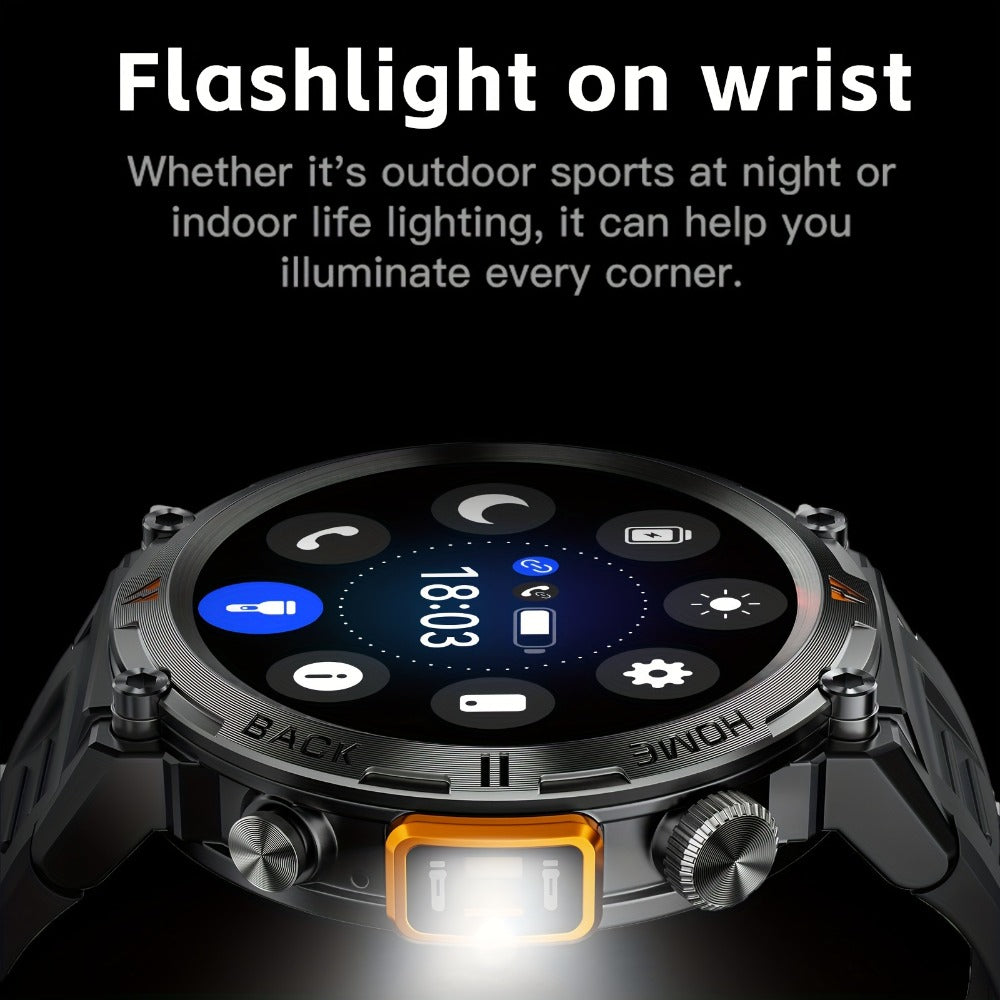 Men's Smartwatch with Bluetooth Calling & Message Notifications, 1.45" HD Touch Screen, IPX8 Waterproof, Step Counter, 300mAh 5-7 Day Battery, Steel & Silicone Strap – Smart Watch Compatible with iPhone & Android