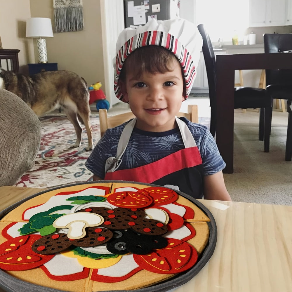 Pretend Play Pizza Food Set with Toppings for Make-Believe Cooking