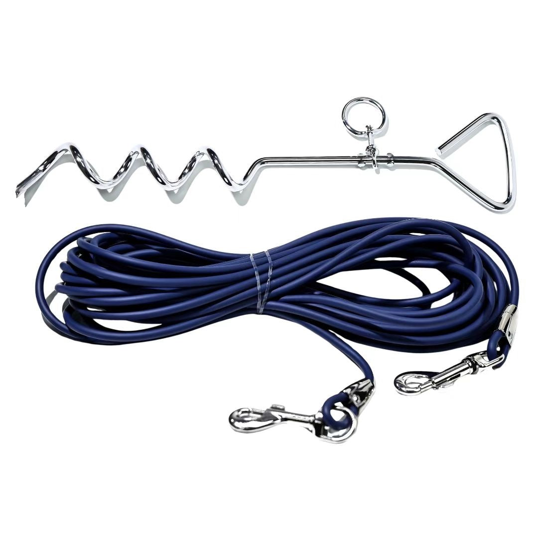 Dog Tie-Out Cable and Metal Stake 30ft – Heavy Duty Outdoor Dog Leash for Small Medium and Large Dogs Yard Camping