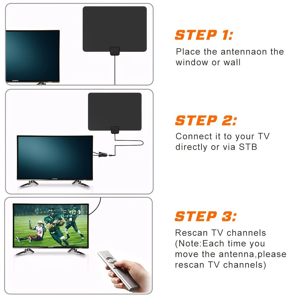 Portable Digital TV Antenna Indoor – 4K 1080P HD, 13.3 Ft Coaxial Cable, Free OTA Channels, Compatible with All Smart TVs, Model S108