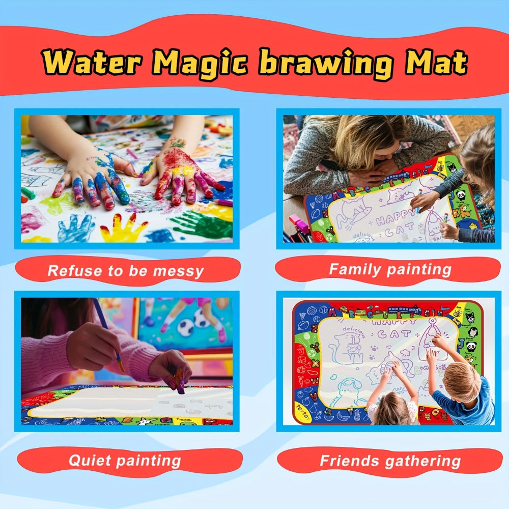 Reusable Water Doodle Mat for Kids with 2 Water Pens – Large Size Mess-Free Drawing Pad, Non-Toxic Educational Art Toy, Interactive Gift for Boys & Girls Ages 2-8