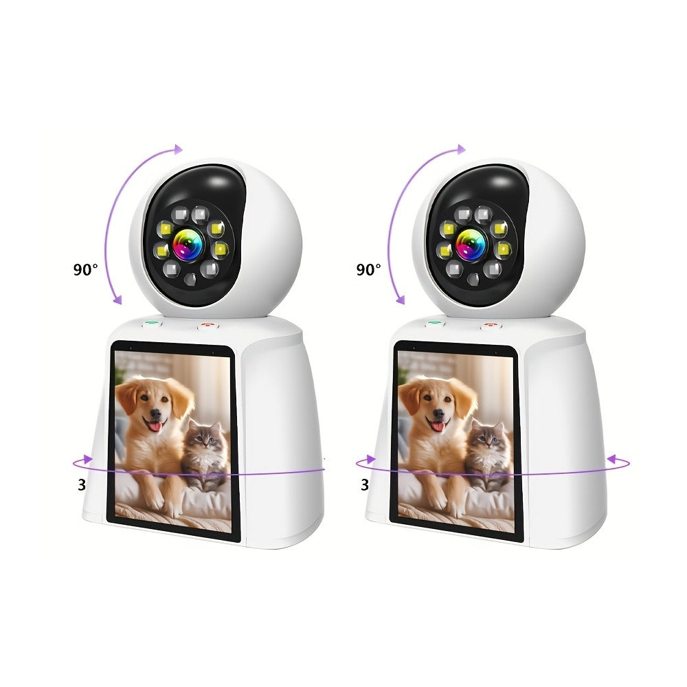 Pet Camera with 3-Inch Screen 1080P WiFi Indoor Home Security Camera for Baby & Kids Monitor, Video Calling, Two-Way Talk, 24/7 Recording & Motion Sensor Detection – Cat Dog Smart Surveillance with Speaker