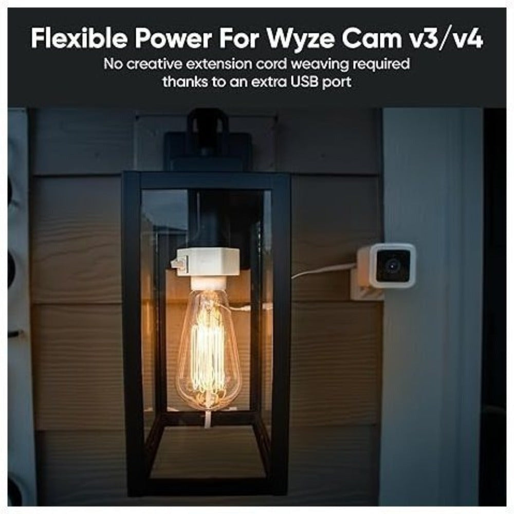 Wyze Lamp Socket Power Adapter for Wyze Cam v3 & v4 – Powers Camera via Exterior Light Fixture, Motion-Activated Security Light, Dusk to Dawn Scheduling, Wireless Sync Up to 5 Sockets, Wyze App (Camera Sold Separately)