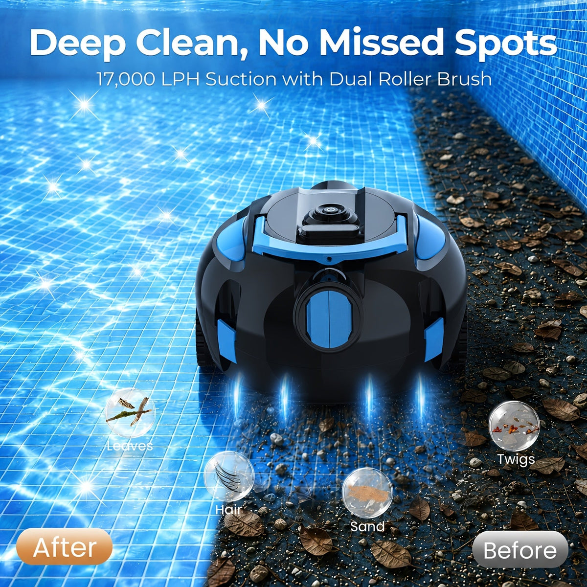 Cordless Robotic Pool Cleaner with 90-Min Runtime – Self-Parking Auto Vacuum | Floating Bracelet Retrieval | Covers 65Ft / 1100 Sq Ft | Lightweight for Above Ground & In-Ground Flat Bottom Pools | 5 Colors