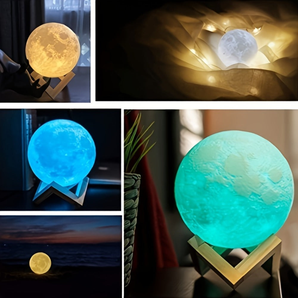 3D Moon Lamp Night Light 16 Colors 148 Modes Remote Control - USB Rechargeable Lunar Moon Light with Wooden Stand for Bedroom Decor Birthday Christmas Valentine Anniversary Gift for Her Him Kids 5.9"