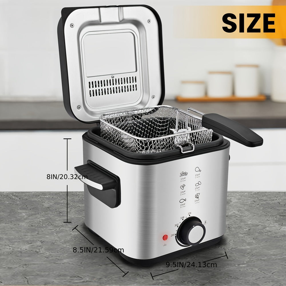 Deep Fryer 1500W Electric – Non-Stick Stainless Steel Frying Pot with Adjustable Temperature Control & Frying Basket, 1.5L / 2.5L / 3L / 5L / 6L Capacity for Home Kitchen