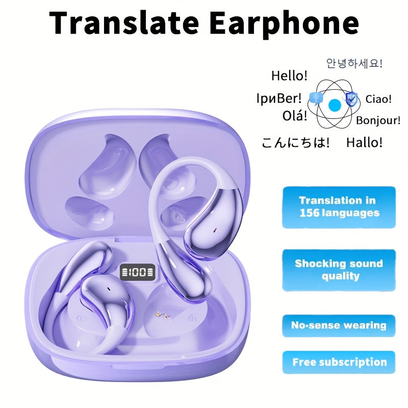 AI Translation Earbuds Bluetooth 5.4, 156 Languages Real-Time Two-Way Translation, Offline Mode, Audio Transcription & Photo Translation, HD Sound, 4-Hour Battery - 3-in-1 Device for Travel, Business & Learning