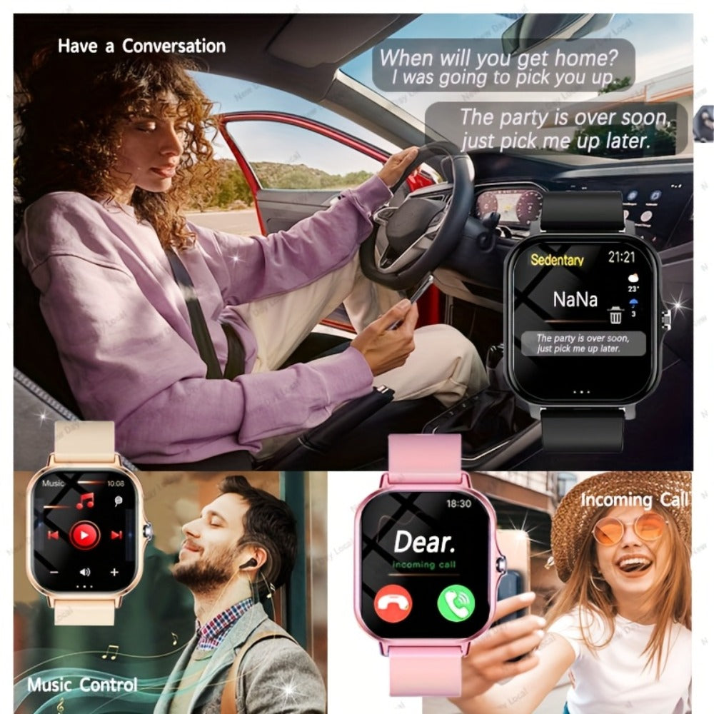 GPS Smartwatch 1.83 Inch Full Touch Screen Fitness Tracker with Calling Navigation Multi-Sport Modes Remote Camera Music Player USB Rechargeable Dual TPU Straps Men Women Android iPhone – Silver Black Pink