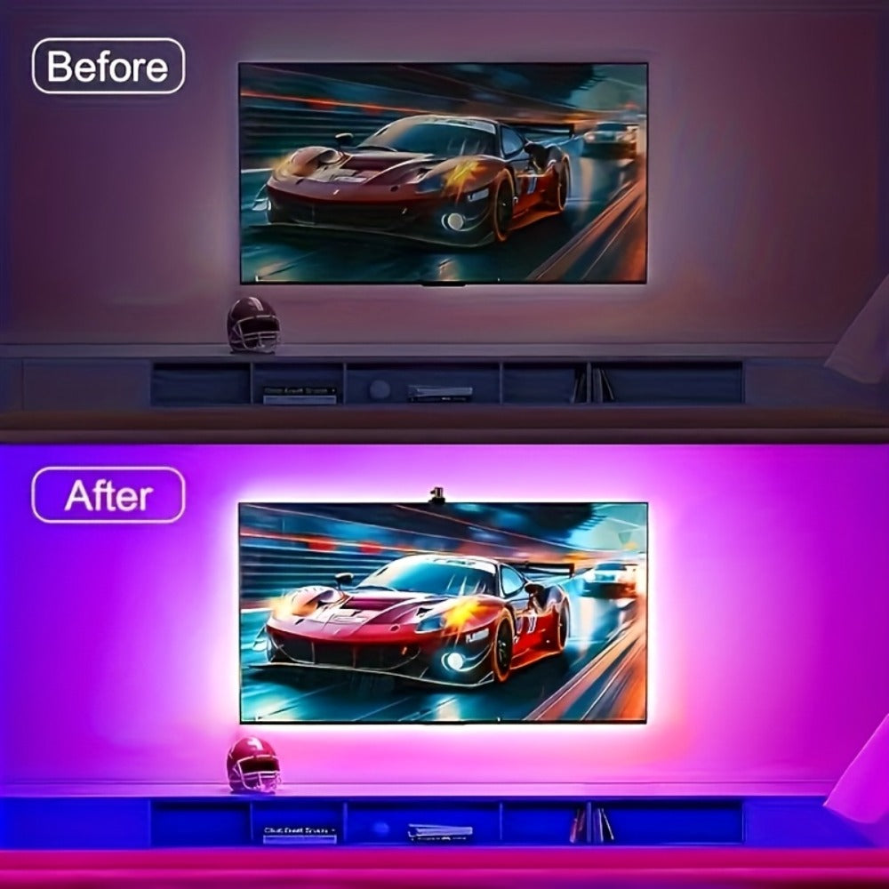 TV Backlight LED Strip Lights RGB 12.5ft - USB Powered Bias Lighting for 35-80 Inch TVs, Adjustable Color & Brightness with Remote Control, Gaming Home Theater Movie Room Ambient Light