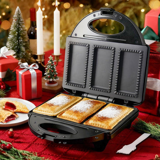 Electric Pocket Pie Maker with Dual Non-Stick Plates & Crust Cutter, Graphite