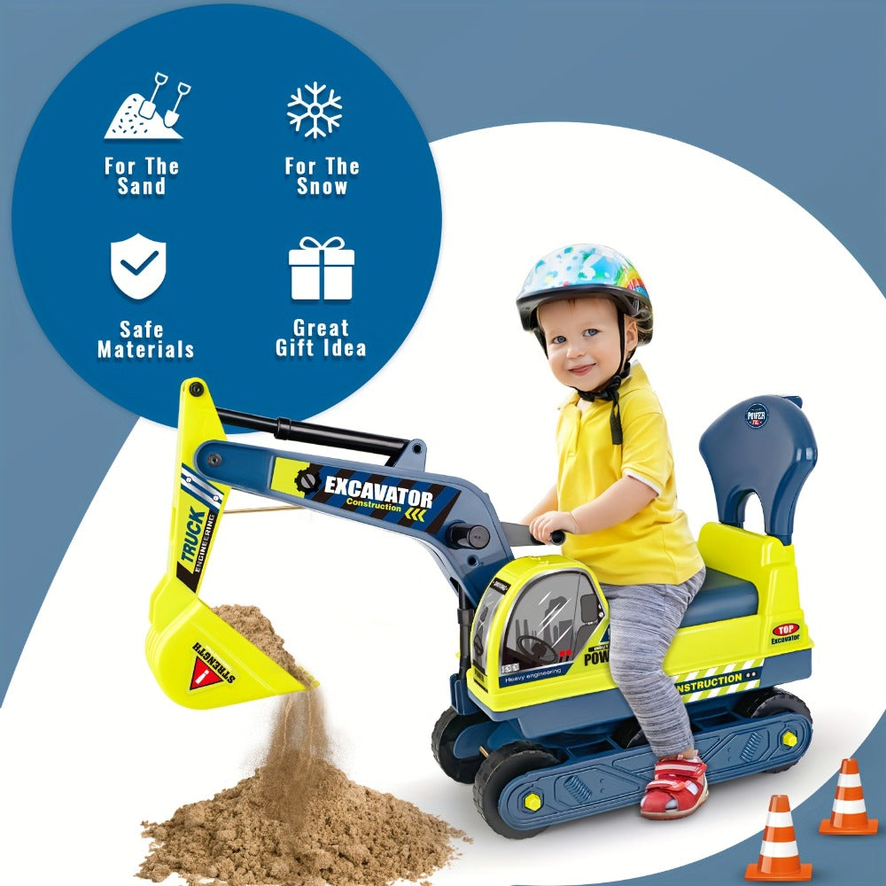 Ride-On Excavator Toy with Working Scoop for Beach and Sandbox Play