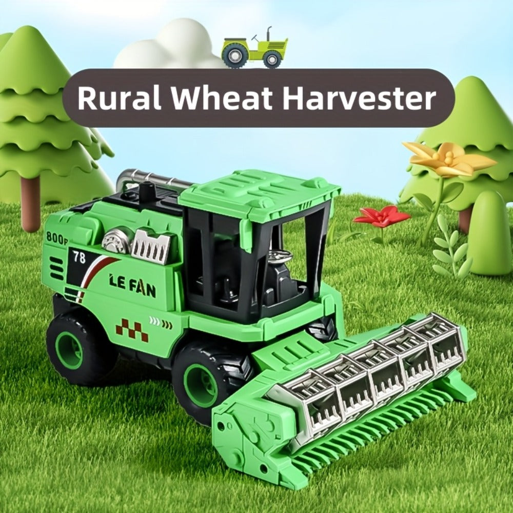 Wheat Harvester Toy Car – Friction Powered Farm Vehicle Model for Kids, Green